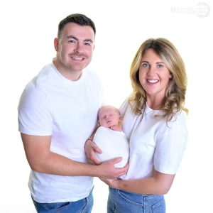 family photography glasgow studio white background mom dad baby